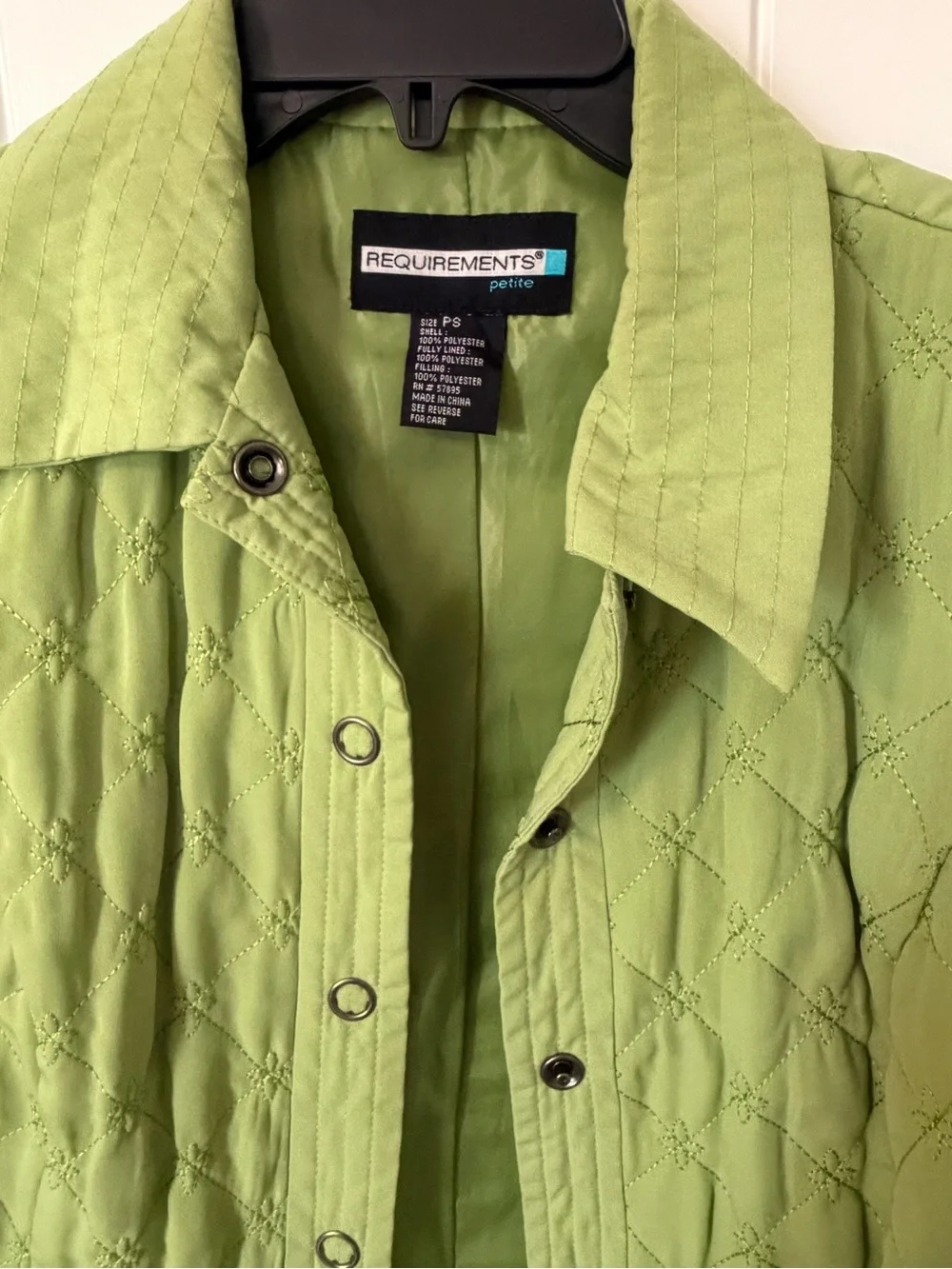 Requirements Lime Green Quilted Utility Jacket for Women